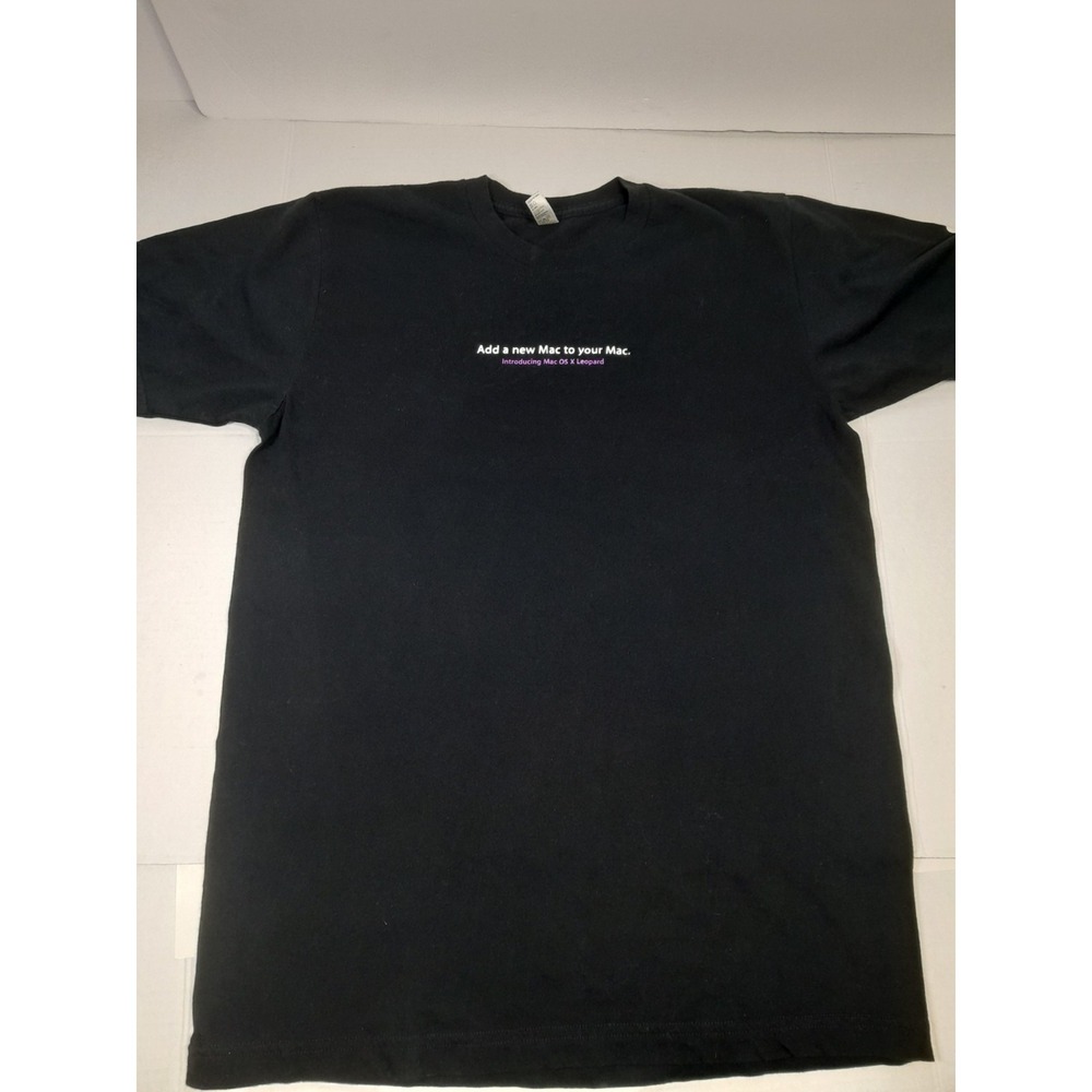 Vintage Y2K Apple Mac OS X Leopard Promo T-Shirt Computers Black Sz M - Picture 2 of 6